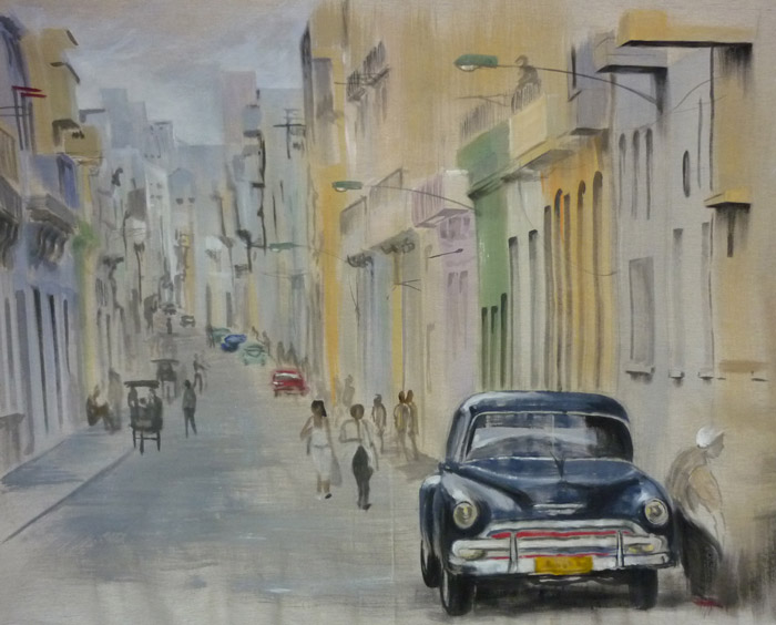 Début de la fresque cubaine avec une vue de rue typique