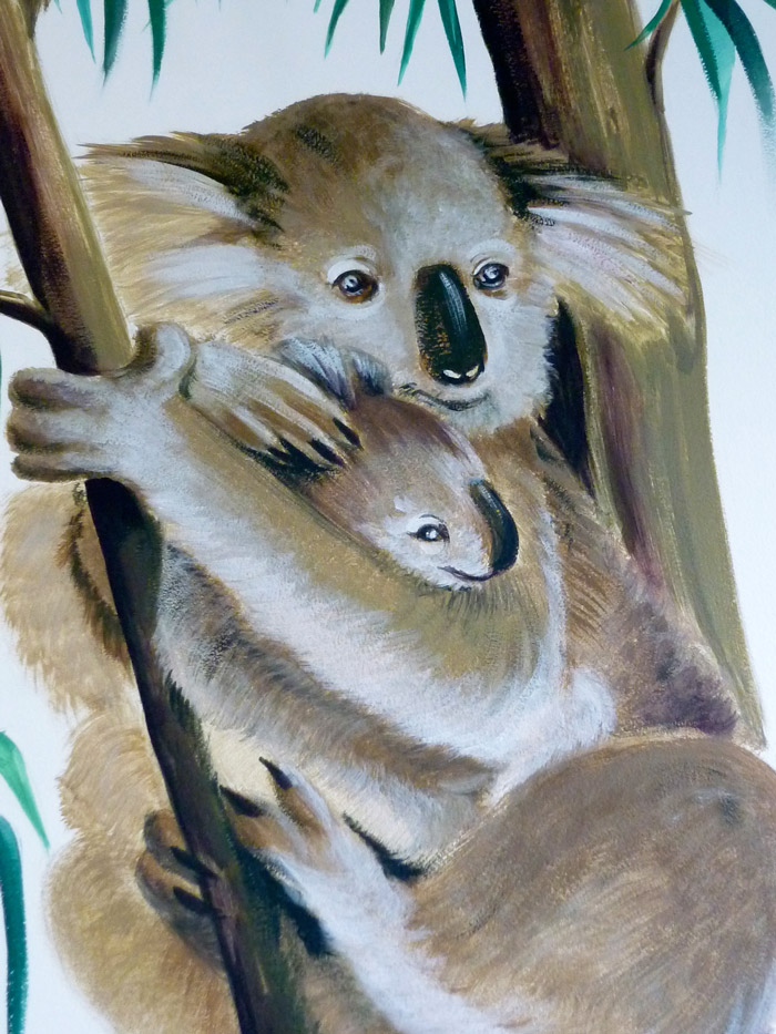 Gros plan sur la maman koala et son bébé