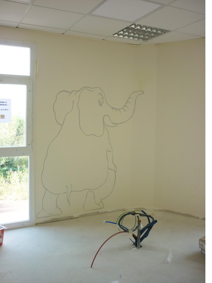 L’éléphant est déjà en place.